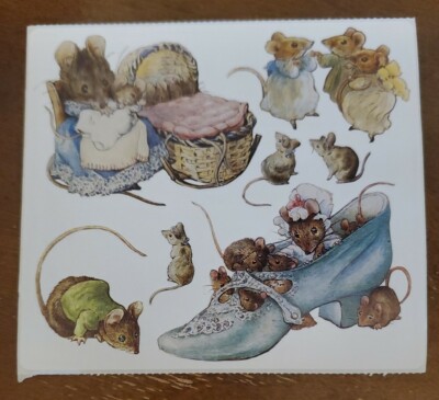 Vintage Peter Rabbit The World of Beatrix Potter MOUSE FAMILY Sticker sheet