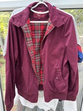 MENS MERC LONDON ORIGINAL CHECK LINED HARRINGTON JACKET WINE - SIZE M 