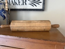 RARE HUGE 19" ANTIQUE OAK ROLLING PIN MADE OF 4 PIECES OF WOOD JOINED W/ DOWELS