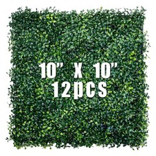 Artificial Grass Wall Panel Backdrop, 12PCS 10"x10" Artificial Boxwood, Cover...