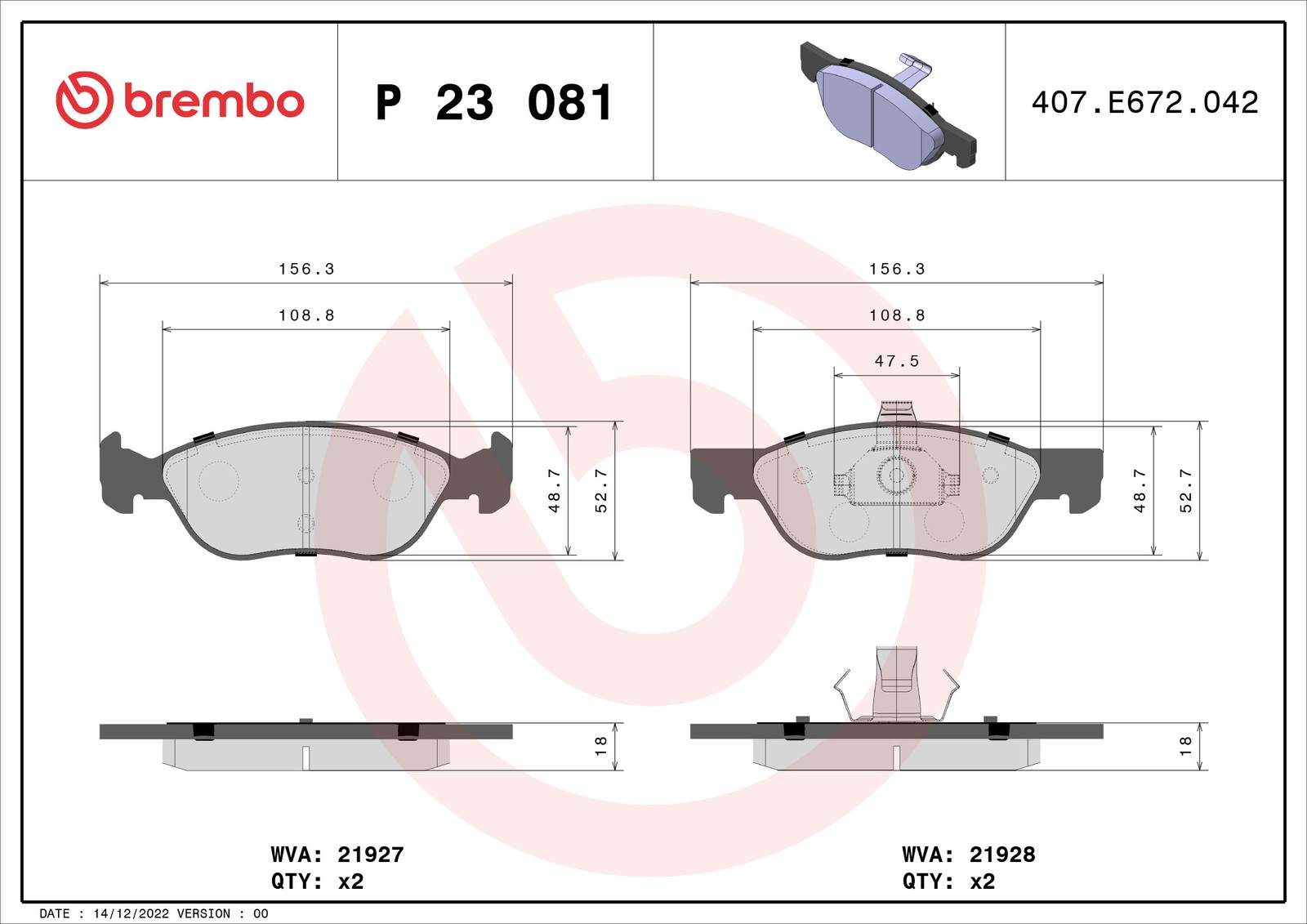 Fits BREMBO P 23 081 HAM PADS. FRONT FIAT PUNTO 1,9JTD 99-05