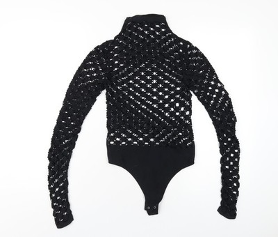 Free People Damen Body schwarz Nylon Einteiler Größe XS Druckknopf