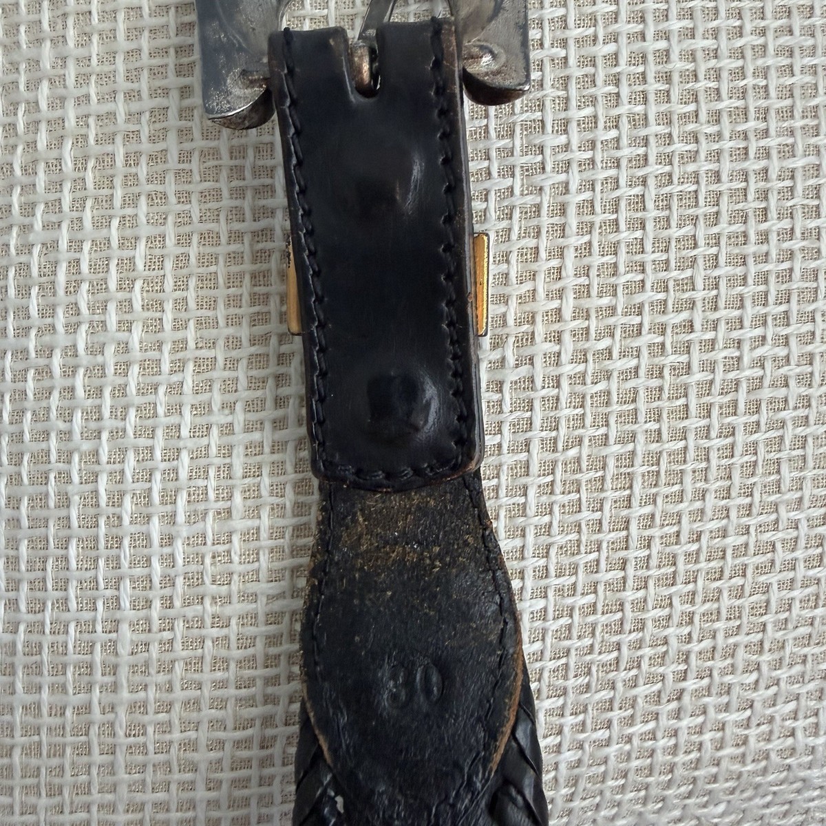 VTG Beaded Leather Belt Size 30 Southwestern Aztec Silver  display picture 2