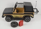 1979 Tonka Black Bronco Blazer Jeep w/ Removeable Tires, Extra Wheel & Gas Can