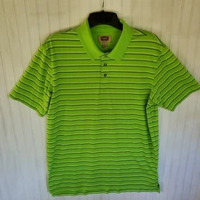 The Foundry Polo Shirt 2XL Men's Sportswear 3 Button Short Sleeve Green Striped