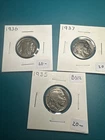Lot Of 3-BUFFALO NICKELS 1935-P, 1936-P & 1937-P  Nice Condition (B312)