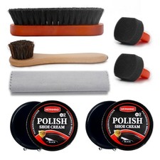 Black Brown Shoe Polish Kit Saddle Soap Mink Oil Leather Boot Shoe Shine Kit ...