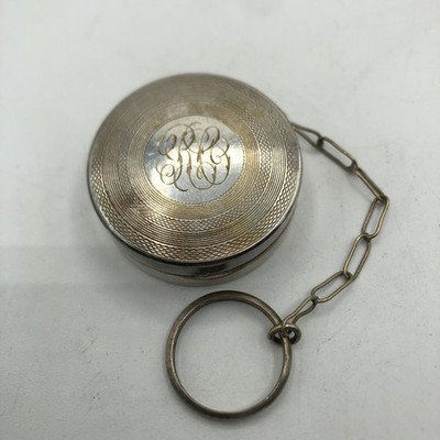 Antique Victorian Chatelaine Nicole Silver Monogramed Pill Box & Chain