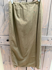 Y2K Herman Geist Green Canvas Button Wrap Straight Pencil Midi Skirt Size 6