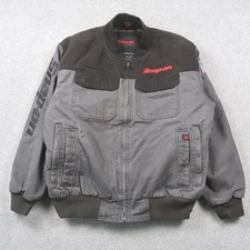 Snap-on Tools Mens Colorblock Work Bomber Jacket XL Gray Black Canvas Quilted