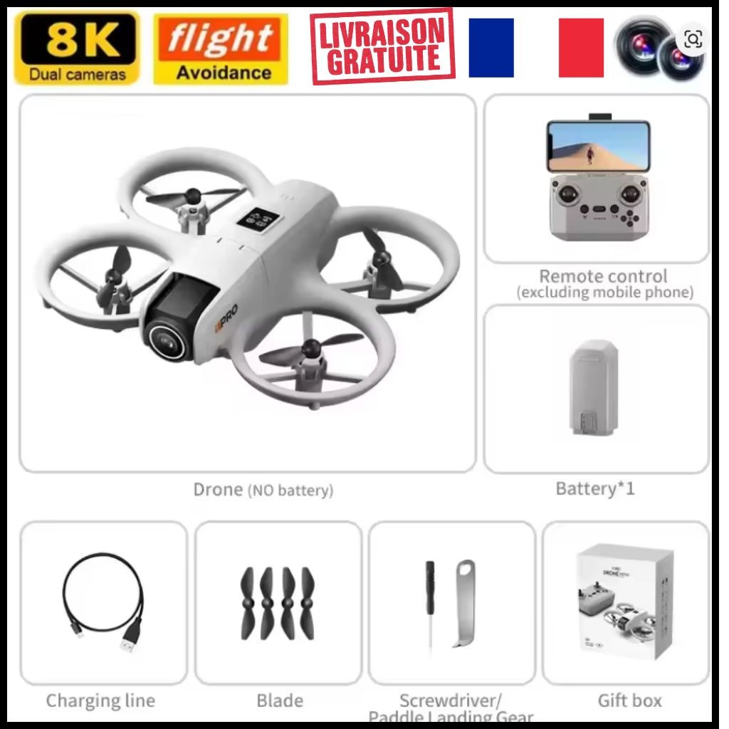 Drone Xiaomi i1PRO 8K GPS en alliage léger avec nacelle robotisée 3 axes pour vidéaste exigeant