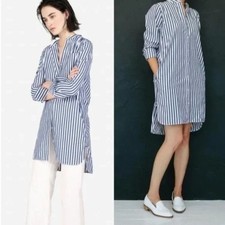 Everlane Blue & White Striped Poplin Shirt Dress Size 6