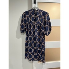 Banana Republic Navy Geometric Print Silk Tunic Dress Size Medium