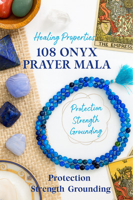 Tolle massive Perlen 358,00 kt 108 blauer Onyx Gebet Mala Halskette VK 61 AZ6