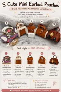 Mini Premium Luxury Style Bag Charm, Coin Pouch, AirPod/Ear Buds Pouch With Case