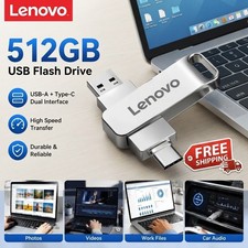 LENOVO 512GB USB 3.2 OTG Flash Drive USB-C Type-C Metal Memory Stick for PC Phon