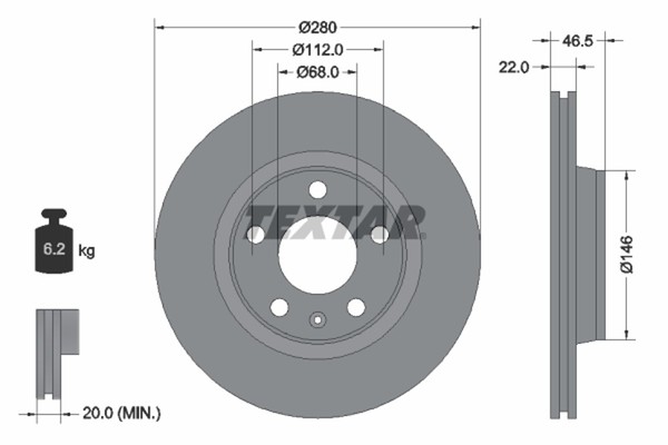 2X Textar Bremsscheibe Pro+ 92083505 FüR Audi A4 VW Passat B7 B6 B5 3B5 3B2 8E2-image