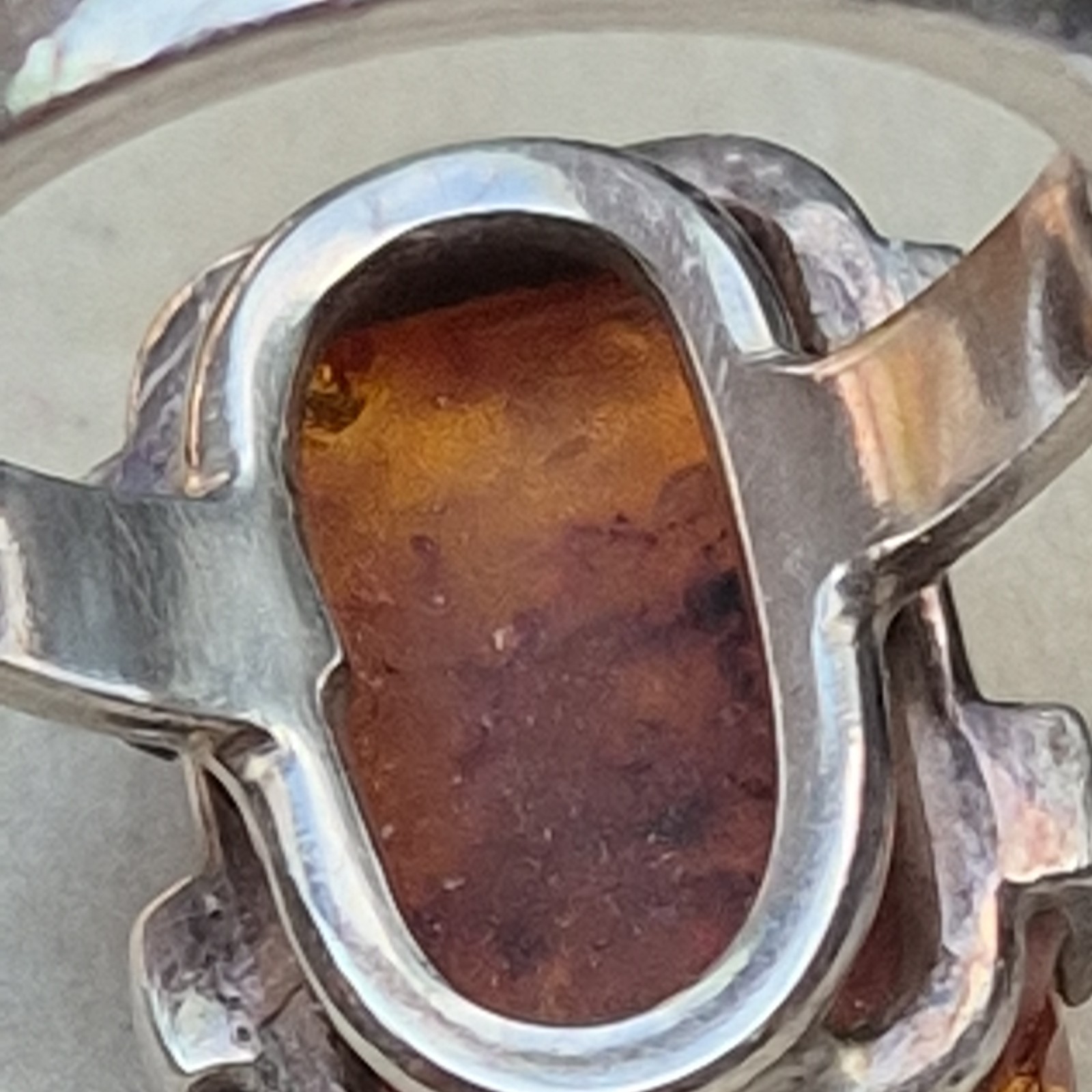 Sterling Silver Rectangular Amber Ring Size N 1/2 - image 7
