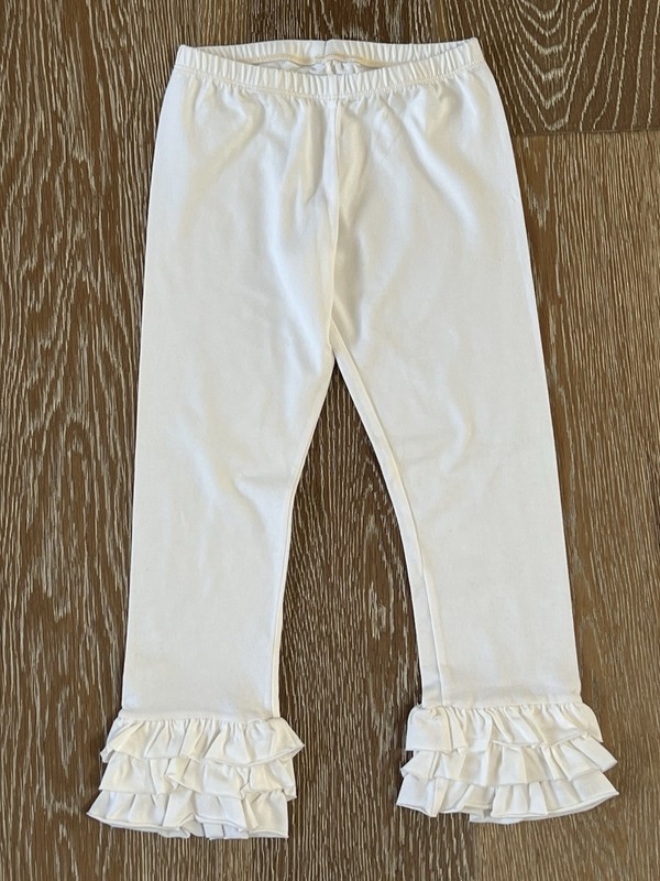 Persnickety Girls Triple Ruffle Leggings In Cream Size 8 EUC
