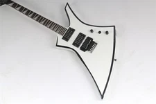 White Electric Guitar Solid Body Mahogany Body Black Part Rosewood Fretboard