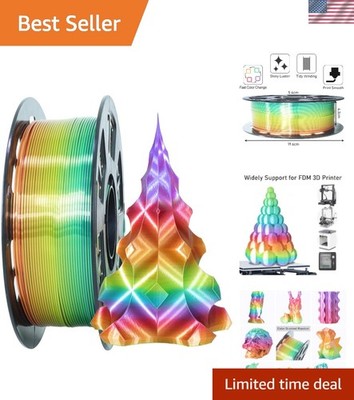 Rainbow Silk PLA Filament 1kg - Gradual Fast Color Change for Flawless 3D Prints