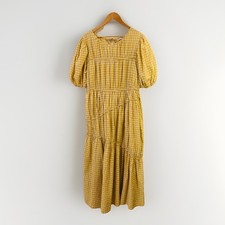 Asos Asymmetric Yellow and White gingham/ check Maxi Dress Women’s Size 12