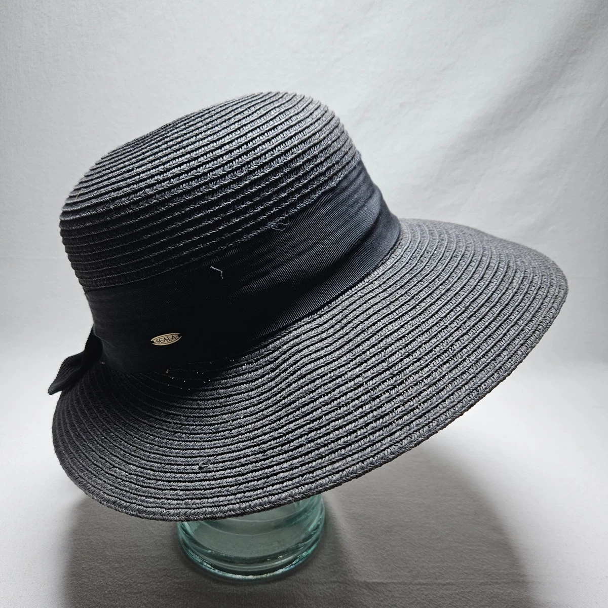 SCALA Pronto 100% Wool Big Brim Hat Black w/ gold tone chain link trim OSFM 57cm Scala Women main image 4