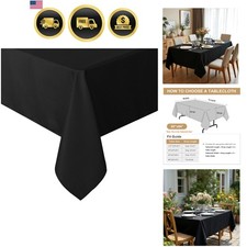 Rectangle Tablecloth - 60 x 84 Inch - Stain and Wrinkle Resistant Washable Po...