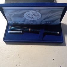 Vintage L'Plume Green marble Fountain pen GT Boxed Insturction and ink