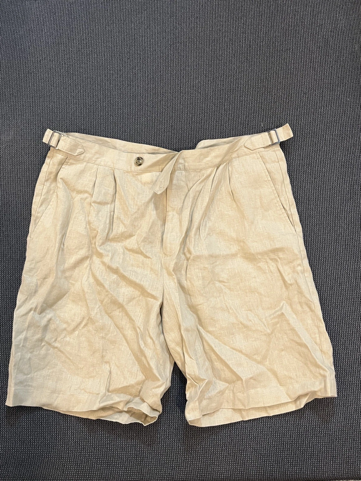 Club Room Mens Linen Shorts Khaki Combo Size 34