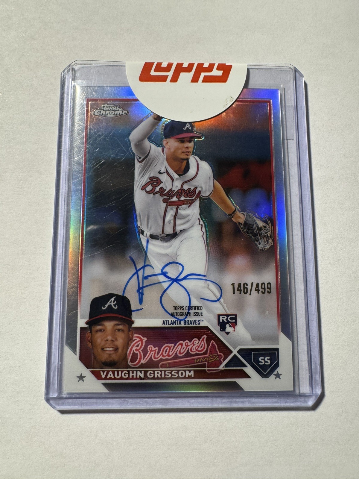 2023 Topps Chrome #RA-VG Vaughn Grissom Chrome Refractor Auto #/499 RC