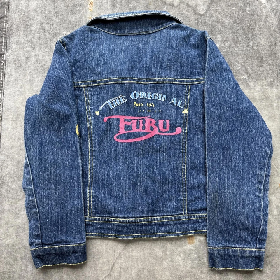 Chaqueta vaquera vintage Y2K Fubu Grunge patinadora de mezclilla para niñas pequeñas talla 5T Foto 2 de 4