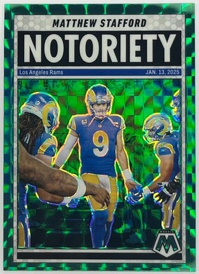 Matthew Stafford 2025 Panini Mosaic NFL Green Prizm Notoriety LA Rams #7