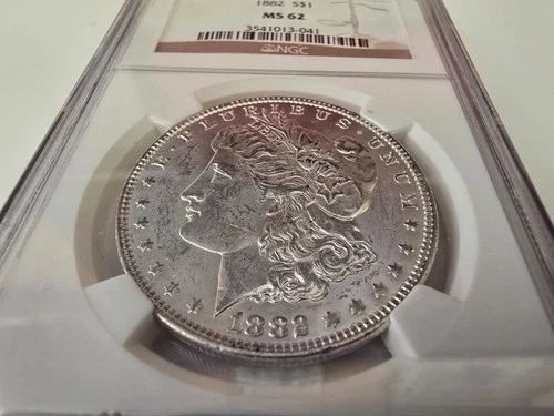 1882 Morgan Silver Dollar Graded MS62 by NGC- Blast White Coin!