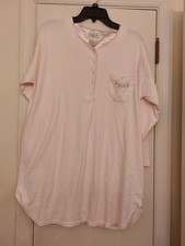 ARIA PINK COTTON BLEND LONG SLEEVE FRONT BUTTON NIGHTGOWN - SIZE MEDIUM