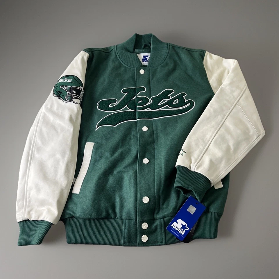 Chaqueta Universitaria Para Hombre Starter NY Jets Mediana NFL Cremallera Completa a Presión Nueva con Etiquetas Precio de venta sugerido por el fabricante $450 Foto 2 de 4