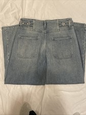 Free People We The Free Super Sweeper Wide Leg Washed Out Blue Small