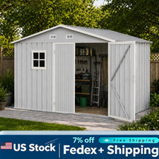 Heavy Duty 8x10 FT Metal Outdoor Storage Shed, Garden Tool Shed w/ Side Window