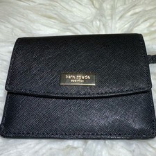 Kate Spade Black Saffiano Leather  Laurel Way  Small Snap Wallet Gold Hardware