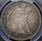 1846 SEATED LIBERTY "NO MOTTO" DOLLAR PCGS VERY CHOICE VF 35 GREAT FOR GRADE,