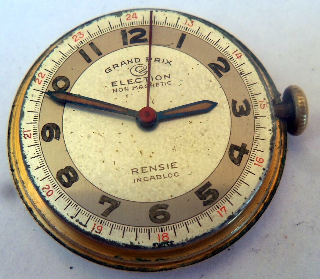VTG Grand Prix Election Ltd  Military Style watch 1940s 20mm - PROJECT WATCH ANTIQUE ART DECO WW2 ERA SWISS OPEN FACE POCKET WATCH  main image 4