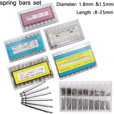 6mm 8mm-25mm Dia 1.8mm 1.5mm Boxed Watch Strap Spring Bars Set Repair Tool Pins