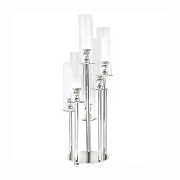 33" CLEAR 7 Arm Crystal Glass Candelabra VOTIVE CANDLE HOLDER Party Decorations - Image 3 of 4