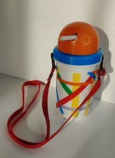 Retro Kids Toddler Travel Sippy Cup W/Straw Primary Colors Geometric Lines
