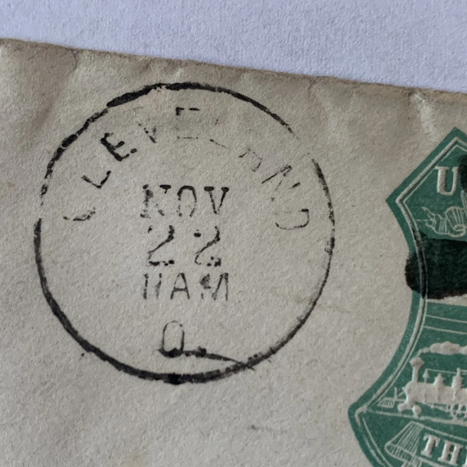 RARO ESCUDO 3C EN RELIEVE 1876 CUBIERTA DE EE. UU. CLEVELAND A SANDUSKY OHIO Foto 3 de 4