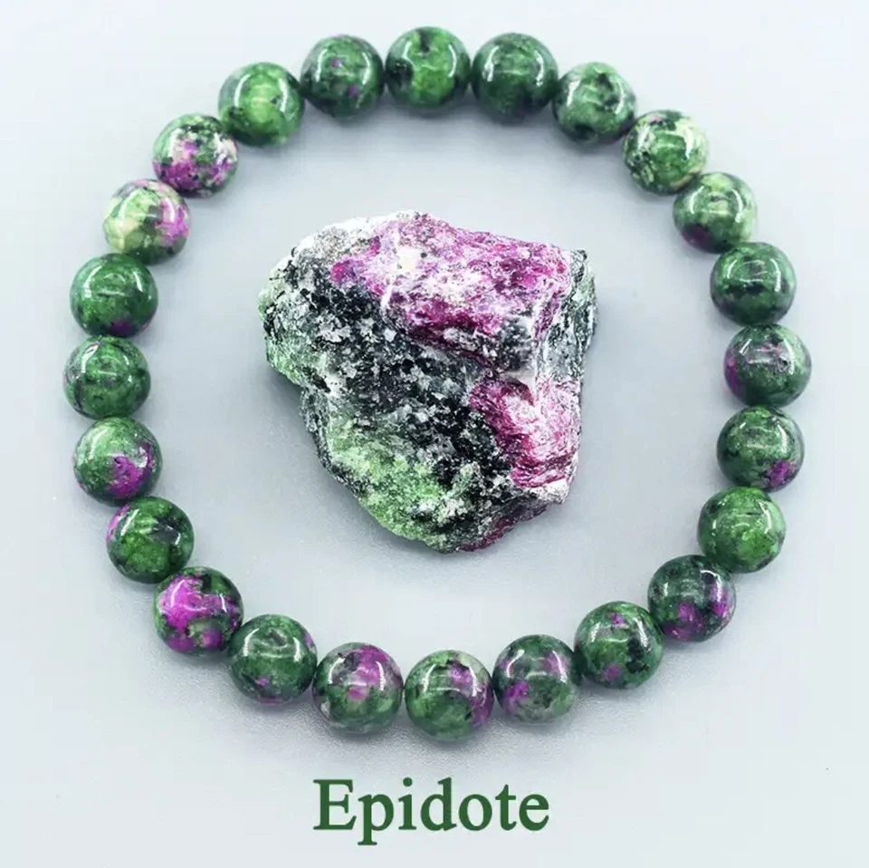 Bracelet de perles en pierre Zoisite épidote naturelle véritable pour Homme
