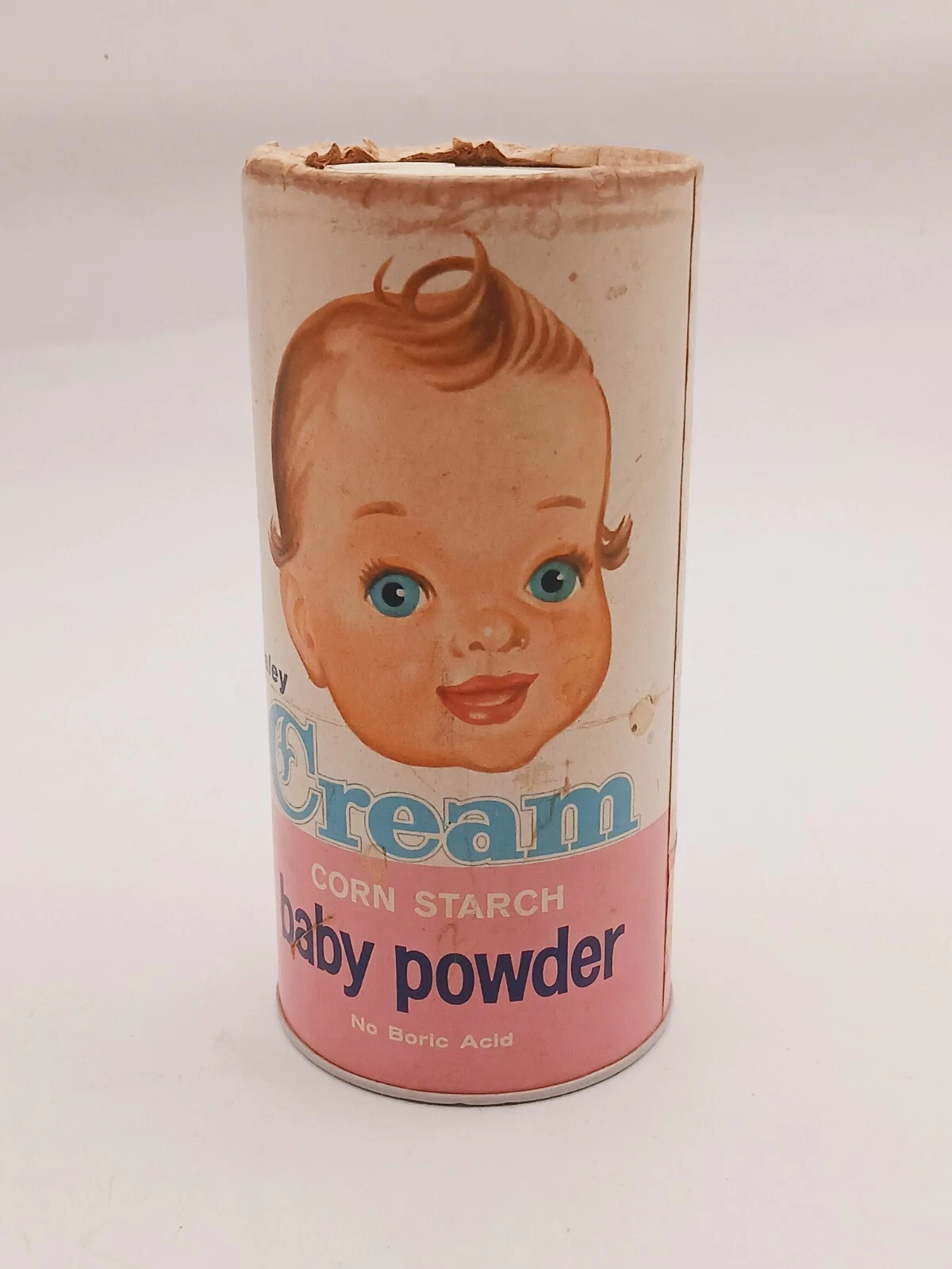 Vintage 1950s Staley's Cream Corn Starch Dusting Baby Powder 9oz Empty Container