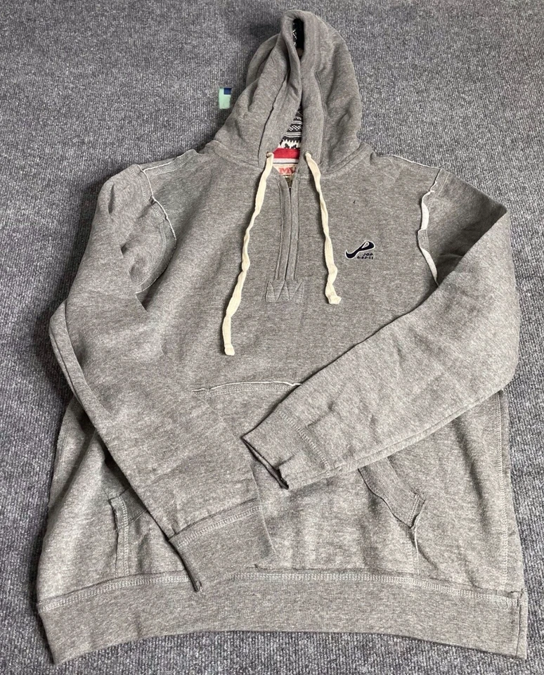 Suéter deportivo MV grande para hombre gris 1/2 cremallera punto inverso trapo sudadera con capucha manga larga Foto 2 de 4