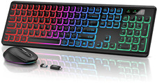 Wireless Keyboard and Mouse Backlit, Quiet Light Up Keys, Tilt Legs, Sleep Mode