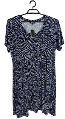 Premise Women's Short Sleeve Navy Blue Pullover Dress Plus Size 2X
